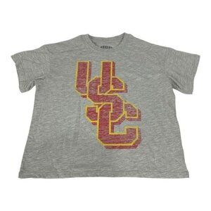USC Youth Boys Gray Short Sleeve T-Shirt Large 10/12 Cotton Blend